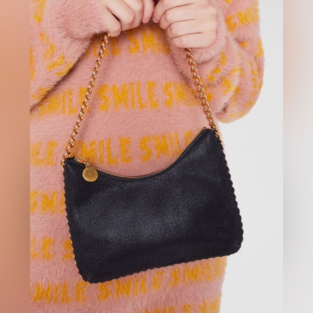 Stella McCartney Black & Gold Zip Shoulder Bag